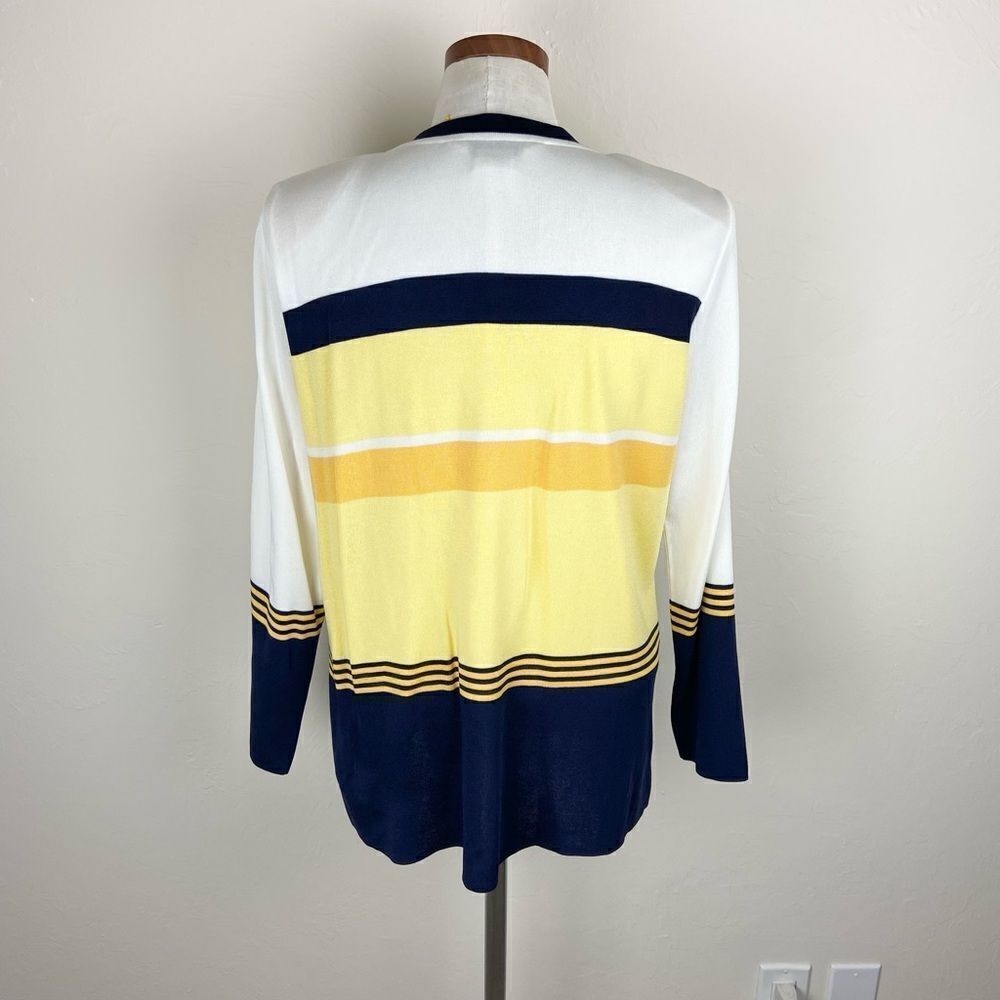 Misook Open-Front Colorblock Knit Cardigan Sweater - Picture 5 of 6